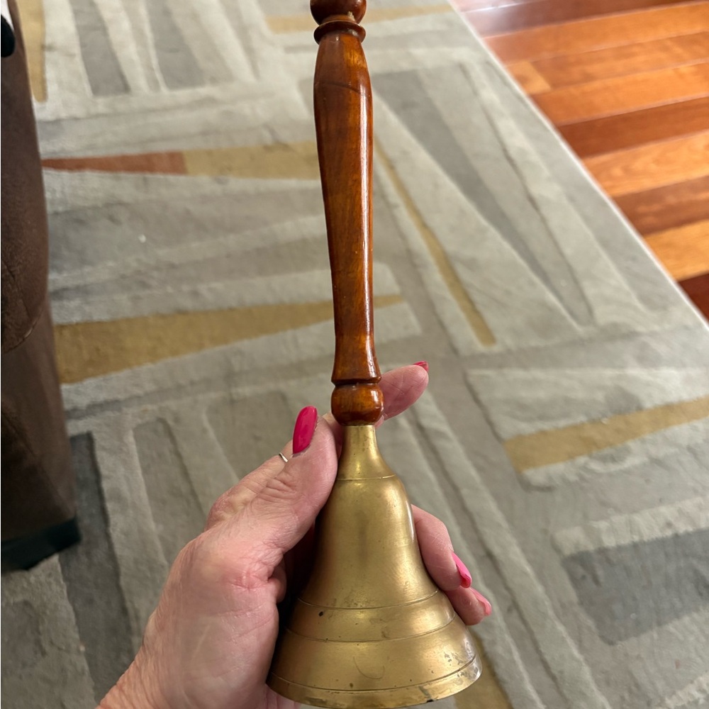 Vintage Brass Bell with Wooden Handle